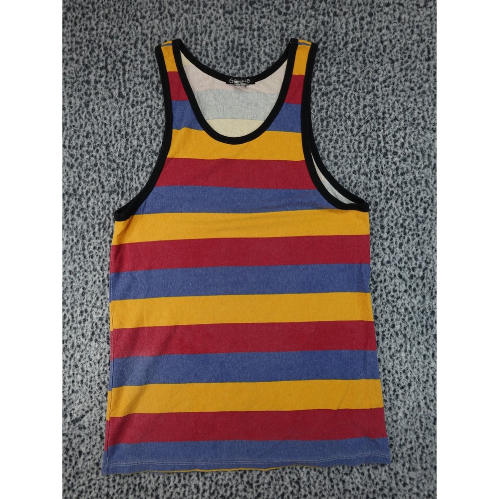 Groove Tank Top Mens XL Multi Color Good Striped Cotton Made in USA Sleeveless